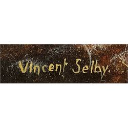 Vincent Selby (British 1919-2004): Village scene - Frosty Morning, oil on board signed 19cm x 29cm