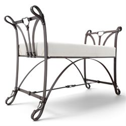 And So To Bed - 'Handel' wrought iron window seat, the rectangular upholstered seat enclos...
