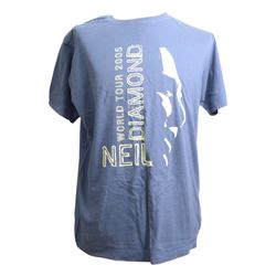 Neil Diamond tour memorabilia, including five t-shirts, cap, programmes, calendar and biography, together with a Neil Diamond In Concert poster, framed