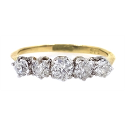  Old cut diamond five stone ring stamped 18ct  