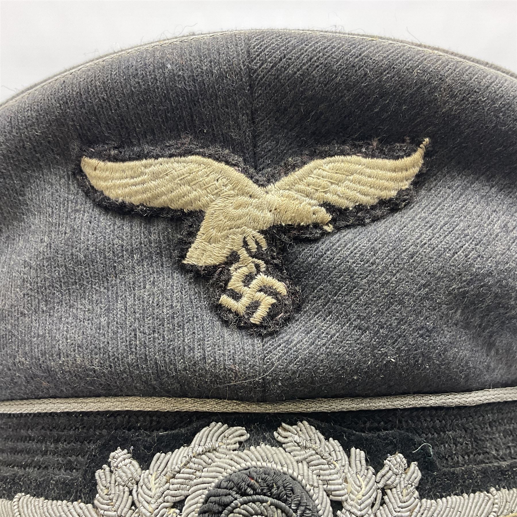 WW2 German Luftwaffe Officer's visor cap with cloth badges