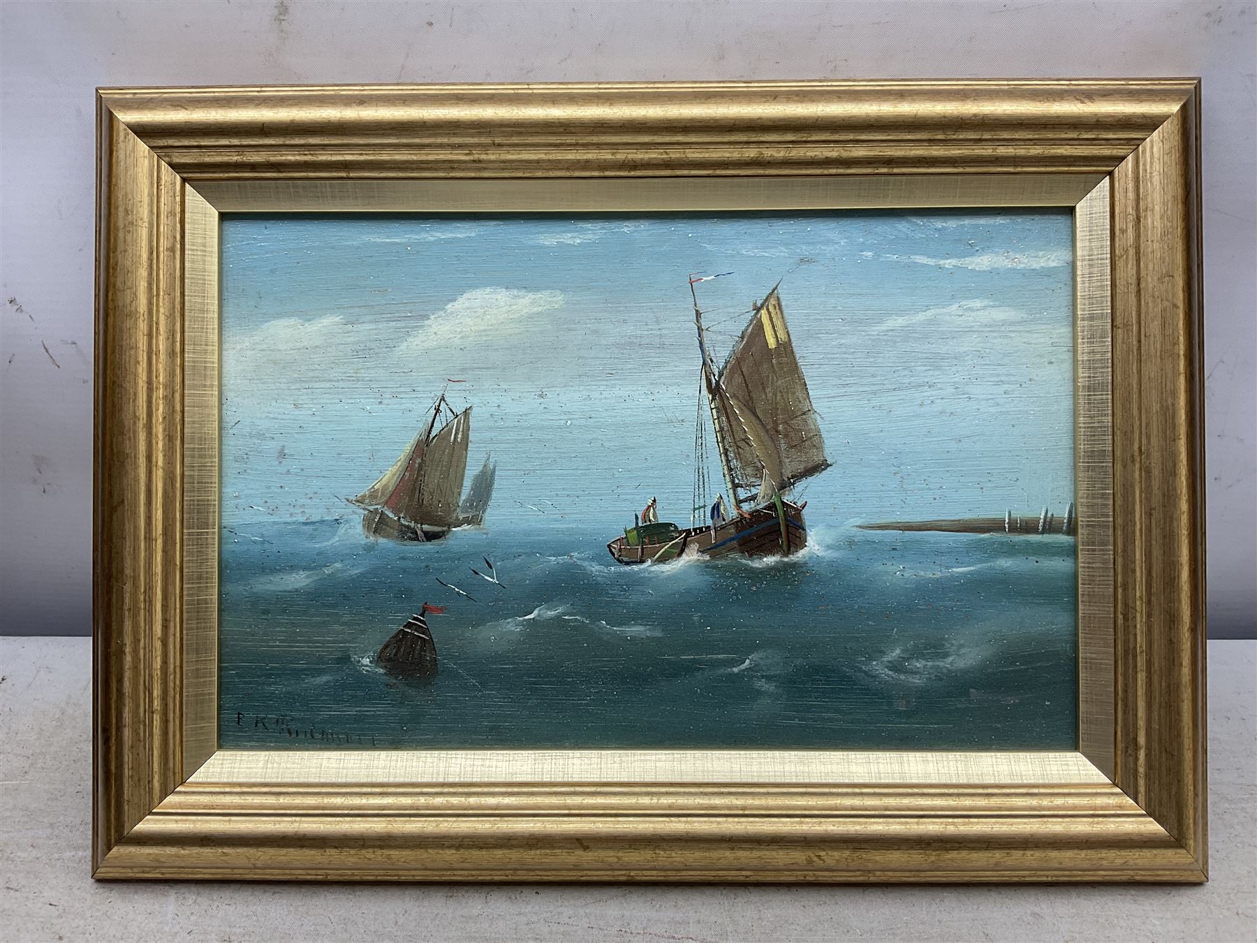 Edward King Redmore (Hull 1860-1941): Coastal Scenes, four oils on panel, one on canvas, signed max 16cm x 25cm (5)