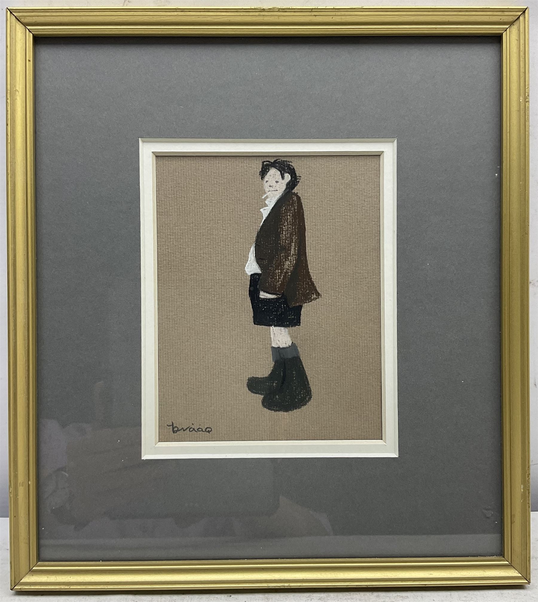 Brian Shields 'Braaq' (Northern British 1951-1997): The Artist's Family - Mother, Father, Self Portrait, and his sister Ann, set of four pastels signed 15cm x 12cm (4)