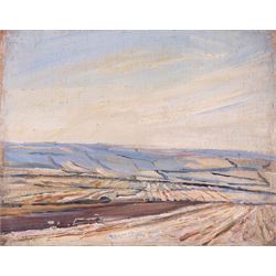 Florence Adelina Hess (Staithes Group 1891-1974): Landscape above Runswick, oil on panel u...