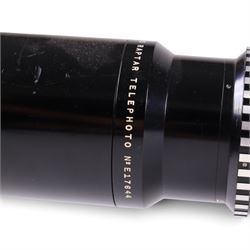 Wollensak Fastax 16mm WF 3T high speed cine camera, serial no. 16T-197, with a Wollensak Fastax Pro Raptar Telephoto lens no. E17644 with a Wollensak size 8 filter hood, made in USA circa 1955