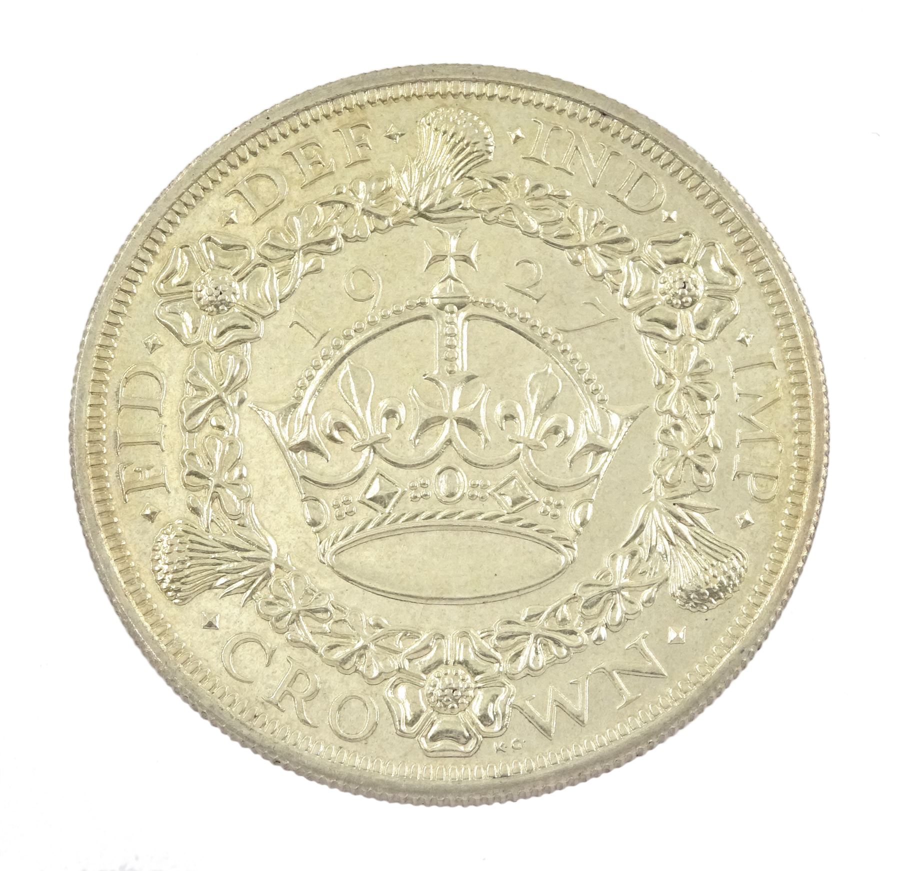 King George V 1927 proof coin set, comprising threepence, sixpence, one shilling, florin, halfcrown and 'wreath' crown, cased