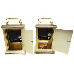 Pair of carriage clocks, commemorating record mining outputs at Bevercotes Colliery and Wistow Mine. Hechinger Quartz battery-operated movement, not tested