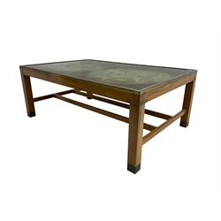 Large teak framed military style map table