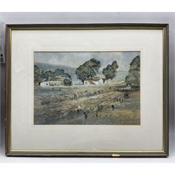 Brian Irving (British 1931-2013): Sheep Market, watercolour heightened with white signed 24cm x 35cm 