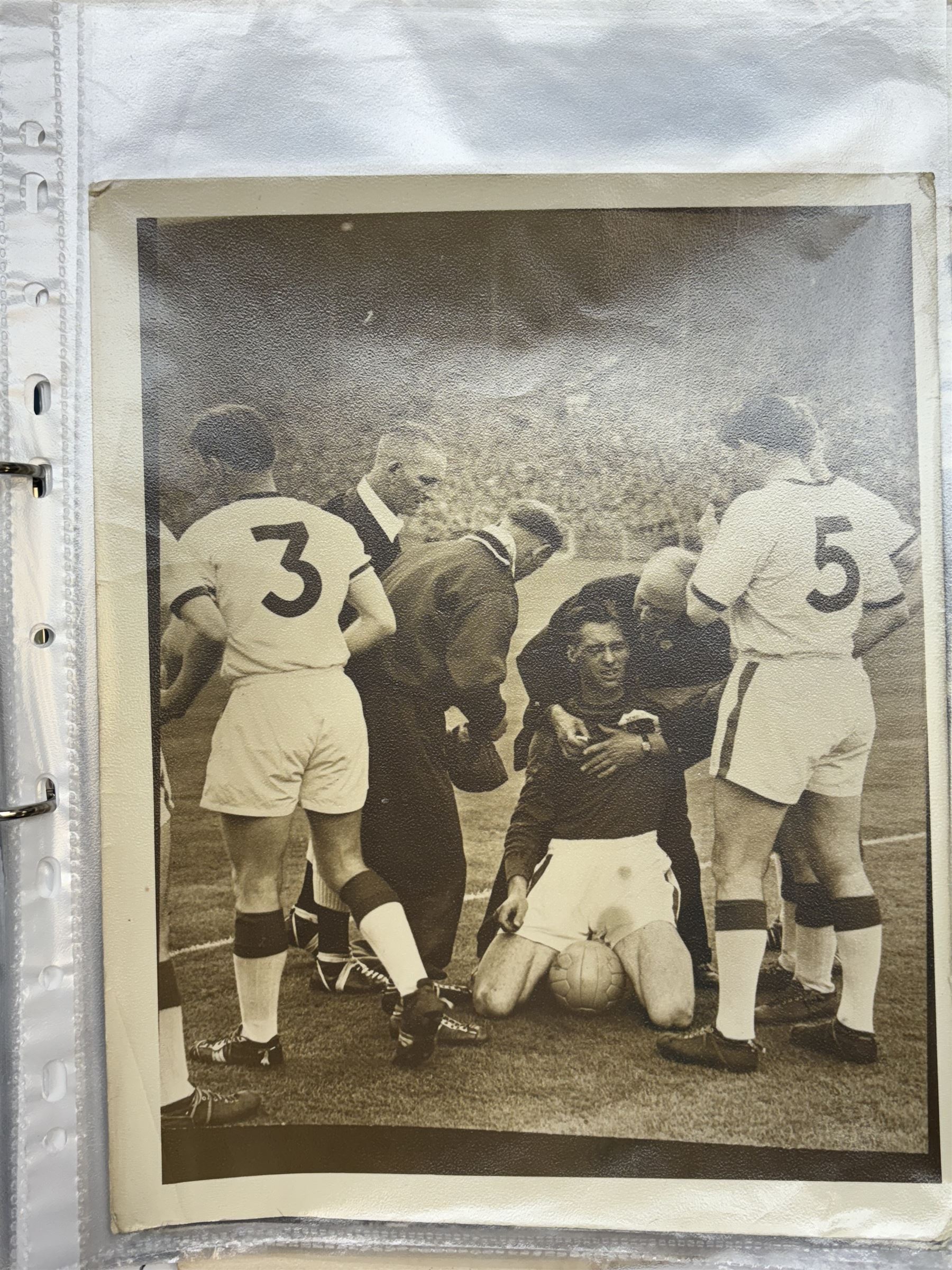Collection of football memorabilia belonging and relating to the Hull based referee Frank Coultas, including 9ct gold Referee's medal for the 1957 Aston Villa v Manchester United FA Cup Final, inscribed 'The Football Association, F.B Coultas, F.A. Challenge Cup Competition, Final Tie 1957', hallmarked and in original case; the kit worn by him to referee the 1957 FA Cup Final and ephemera relating to the match including photographs, programmes and tickets; together with other football memorabilia collected by Frank Coultas, including programmes, photograph and ticket stubs, with some items relating to the 'Busby Babes'