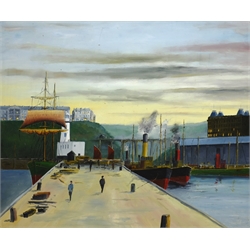  Robert Sheader (British 20th century): On Scarborough Pier, oil on board signed 54cm x 65cm  