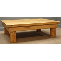 Rectangular waxed pine coffee table, 122cm x 91cm, H38cm  