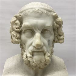 After the antique, 19th century classical style marble bust, carved as Homer, H33.5cm

