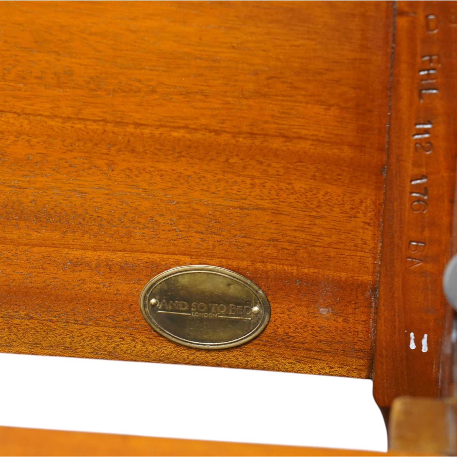 And So To Bed - 5ft king size bed double 'Louis' caned bed with white upholstered sprung base panels, with scrolled headboard and footboard enclosing a double caned panel, on short cabriole supports  