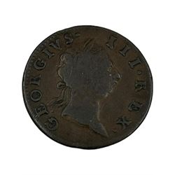 Six 18th century and later Irish coins, including George I 1724 halfpenny, George III 1769 halfpenny, 1805 penny etc