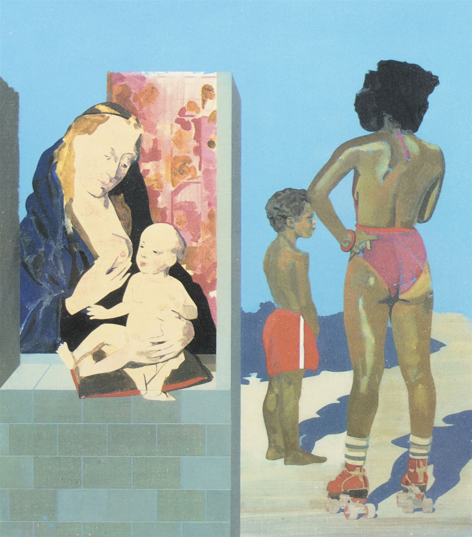 Sir Peter Blake (British 1932-): 'Madonna on a Venice Beach II', limited edition screenprint in colours signed and numbered 83/100 in pencil 39cm x 43cm
Provenance: The Stour Gallery, Eastway, London 