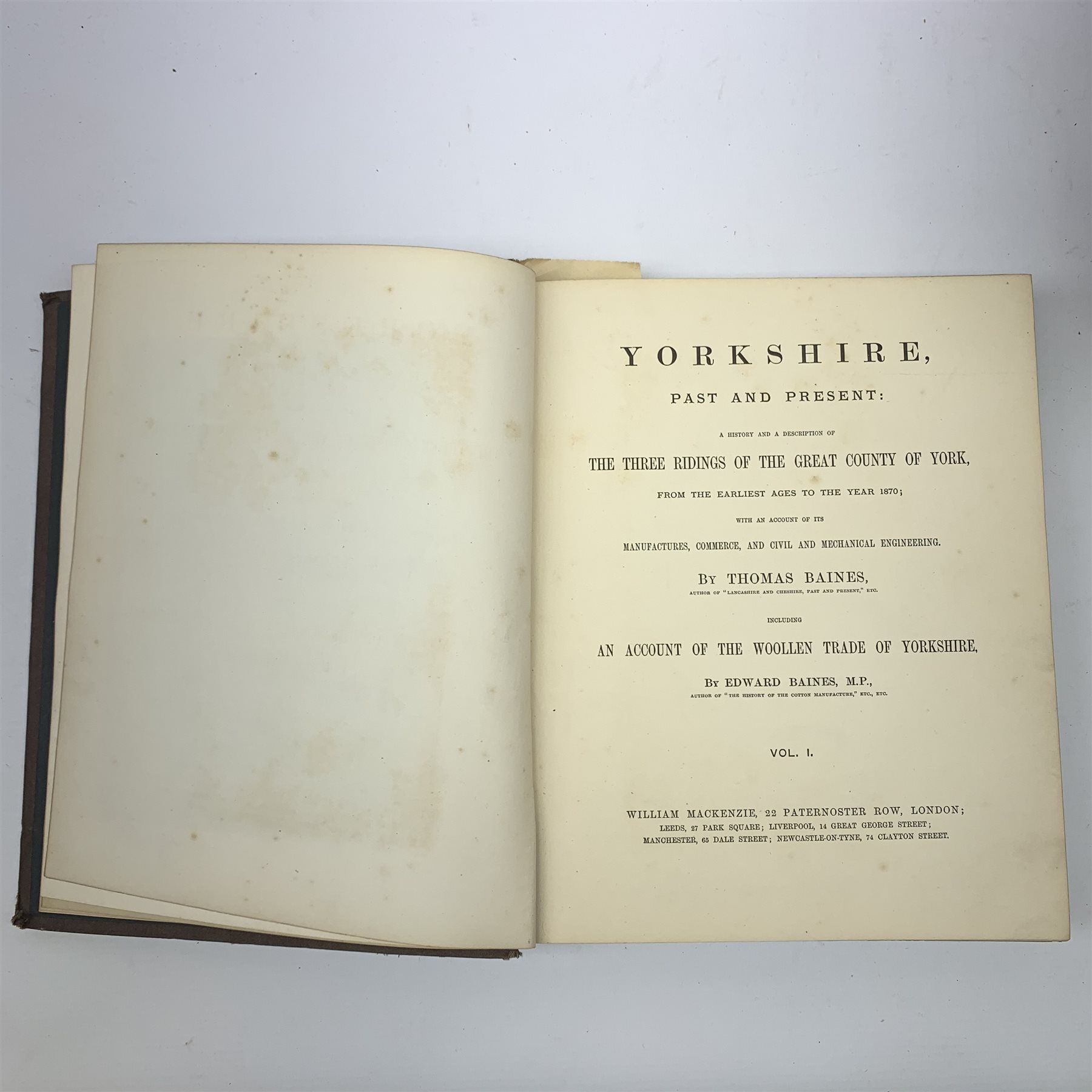 Baines Thomas: Yorkshire, Past and Present. Seven volumes including duplicates; and Fletcher J.S.: Picturesque History of Yorkshire. Six volumes (13)