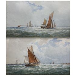 George Stanfield Walters (British 1838-1924): 'In Yarmouth Roads' and 'Yarmouth Roads off Gorleston', pair watercolours signed, titled on the original mounts 25cm x 43cm (2)