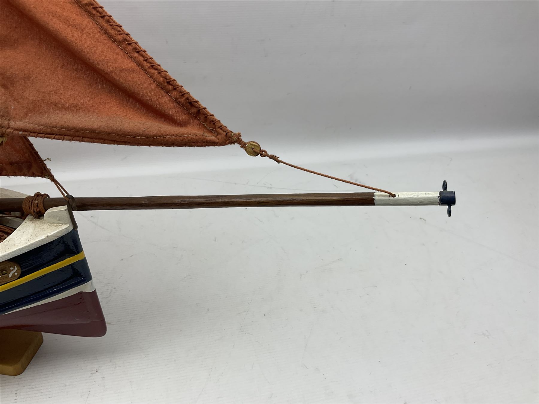 Wooden model of the Peterhead Herring Fishing Boat, Love Divine, PD404. on stand together with Wick Herring Fishing Boat, Galilee WK.1. on stand, L105cm, H64cm