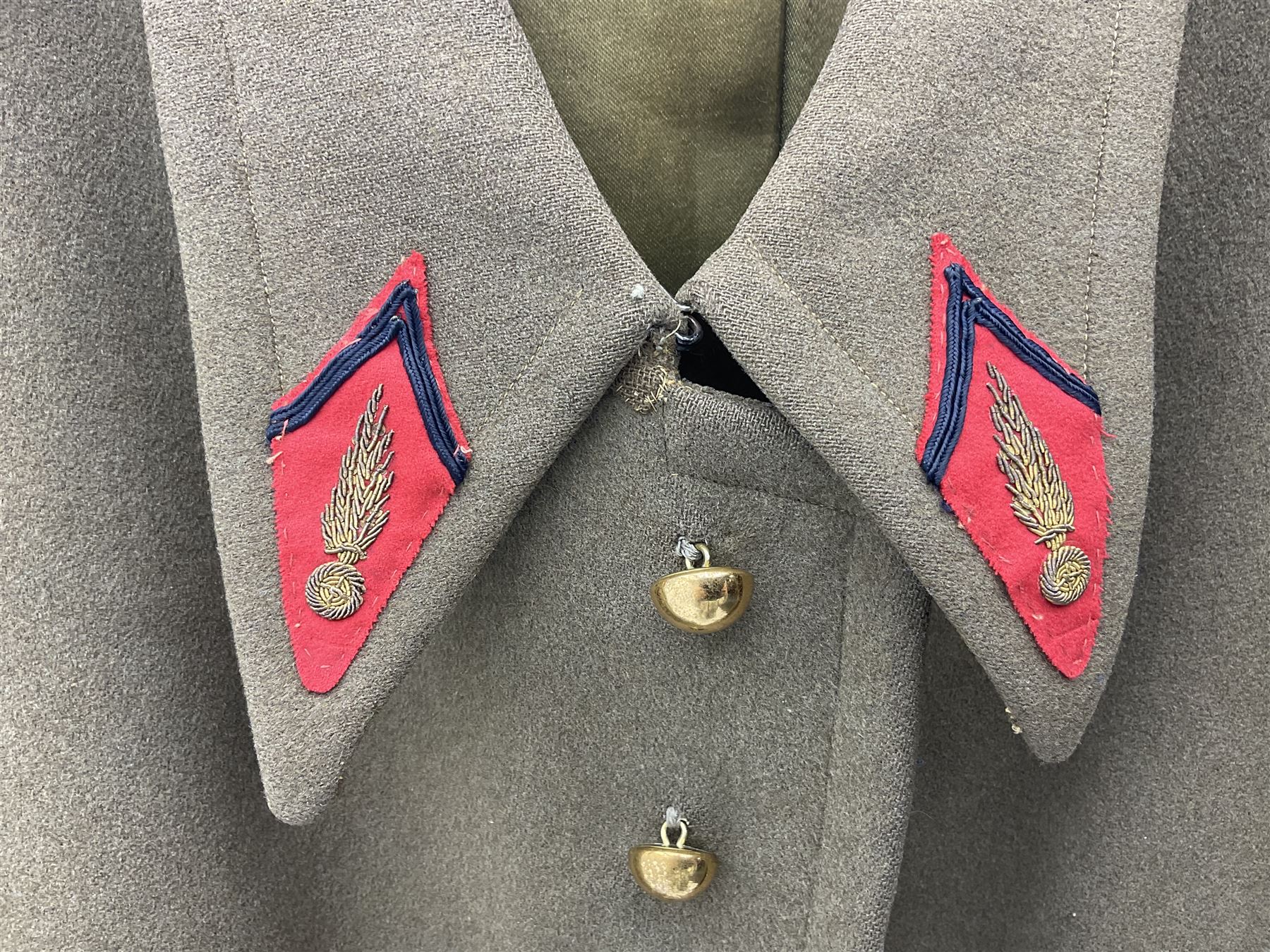 WW2 French Artillery Officer's greatcoat; bears label 'P. Vauclair 40 Boul. du Montparnasse Paris (inscribed to) Mr. Babin Le 17/4/40 No.674'