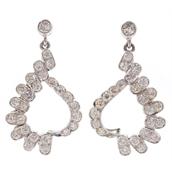  Pair of 18ct white gold diamond pendant hoop ear-rings  