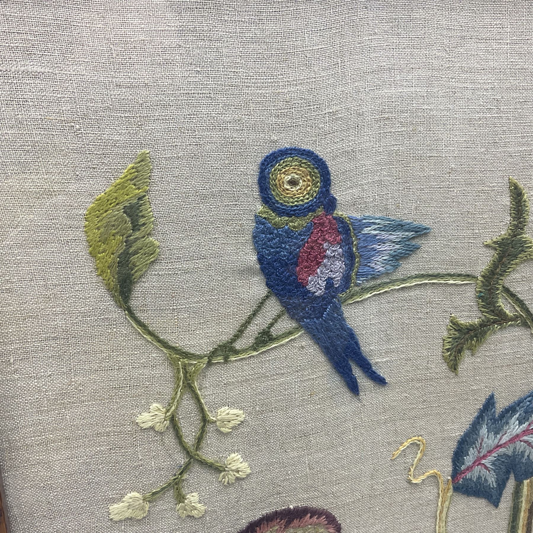 Tapestry fire screen depicting a landscape, with barley twist legs, H72cm