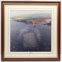 Harry Berry (British 1905-1994): Leith Trawler 'Netta Croan' Aided by the Aberdeen Lifeboat, oil on canvas signed, dated 1974 verso 55cm x 80cm, together with a photograph of the Endeavour returning to Whitby 39cm x 39cm (2)