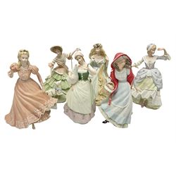 Collection of six Wedgwood Danbury Mint fairy tale figures, comprising Cinderella, Red Riding Hood, Little Bo Peep, Mary had a Little Lamb, Goose Girl and Rapunzel