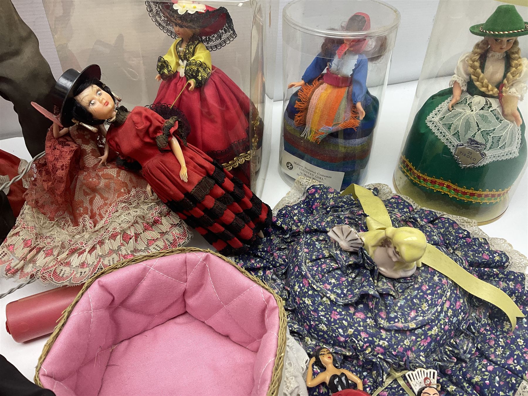 Collection of International collectors dolls to include battery operated dancing Spanish Flamenco doll, Marin Chiclana Spanish Flamenco dancer doll, Maltese and Italian examples etc