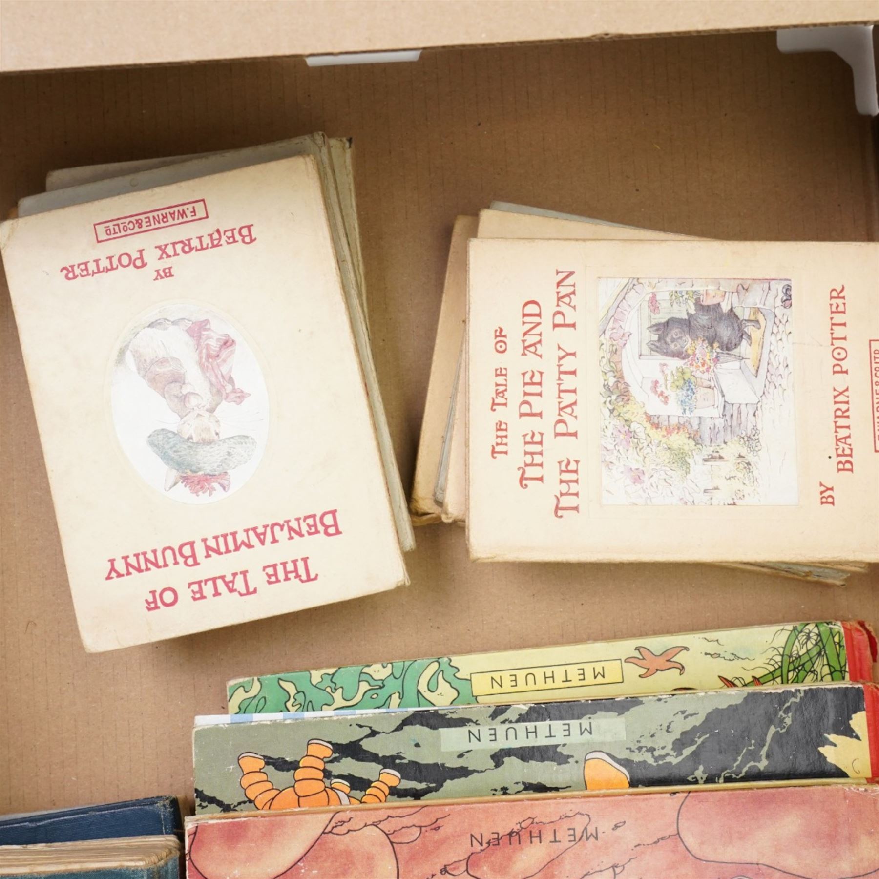 Collection of Beatrix Potter books, Frederick Warne & Co Ltd, and six 1960s Herge Tintin books etc