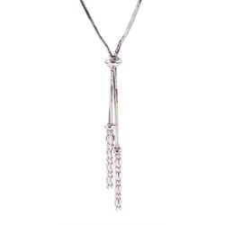 18ct white gold tassel pendant necklace hallmarked, approx 3.65gm