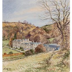 George 'Griff' Griffiths (British 1939-2017): 'Hackness Church from Hackness Park' 'Hackness Hall Lake Towards Langdale End' and 'Hackness Hall', triptych of watercolours signed Griff and dated '94, max 26.5cm x 54cm (3)