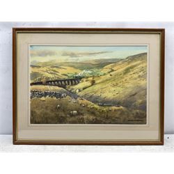 E Charles Simpson (British 1915-2007): Dent Viaduct and Dentdale, watercolour signed 36cm x 54cm