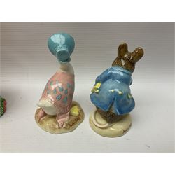 Twelve Border Fine Arts The World of Beatrix Potter and Peter Rabbit Collection figures, including Musical Tailor of Gloucester, Peter Rabbit with Miniature Waterball, Peter Hid in a Flowerpot trinket box, Jemima Puddle Duck with Herbs and Gentleman Mouse, etc