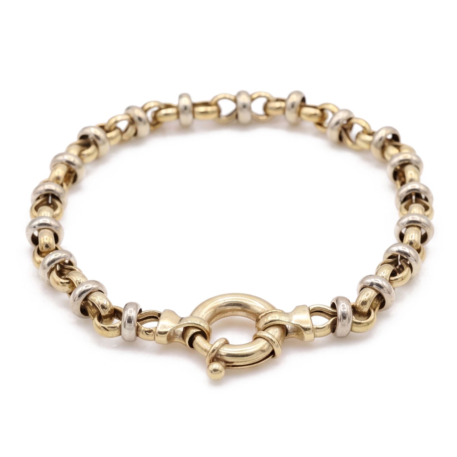 14ct two-tone gold circular link bracelet