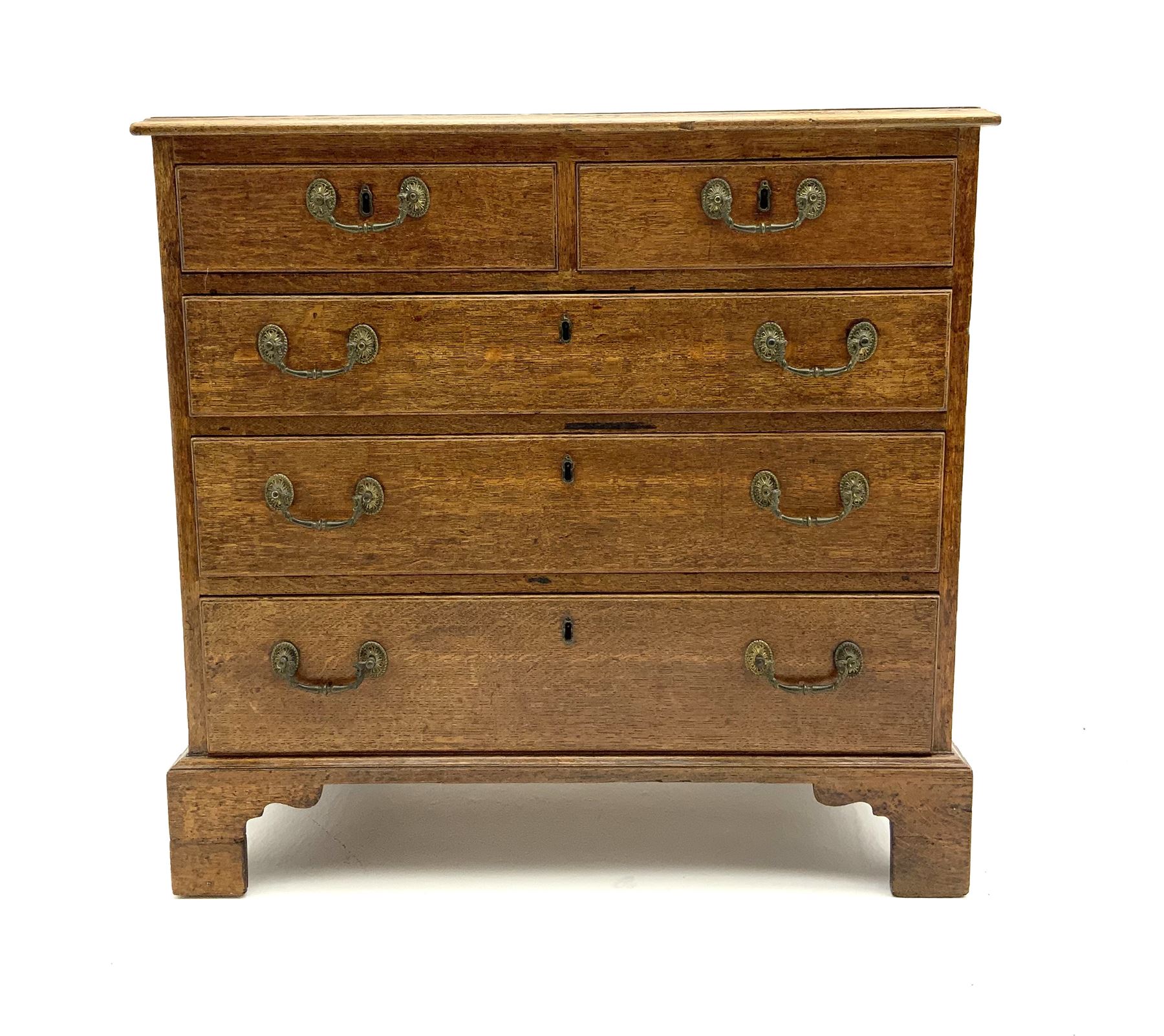 George III oak chest fitted with two short and three long drawers