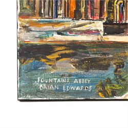 Brian Edwards (British 1944-): 'Fountains Abbey 1', acrylic on canvas signed and titled 40cm x 51cm (unframed)
Notes: Dr Brian Edwards is Emeritus Professor of Architecture at ECA Edinburgh University. He is the author of the book ‘Understanding Architecture through Drawing’, has exhibited at the Edinburgh Festival, the RSA and architecture section of the RA Summer Exhibition. As a retired architect, his paintings explore the interface between art and architecture