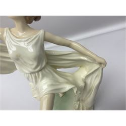 Two Royal Worcester figures, comprising Spirit of the Millennium and Spring, together with Royal Dux figure of two lovers