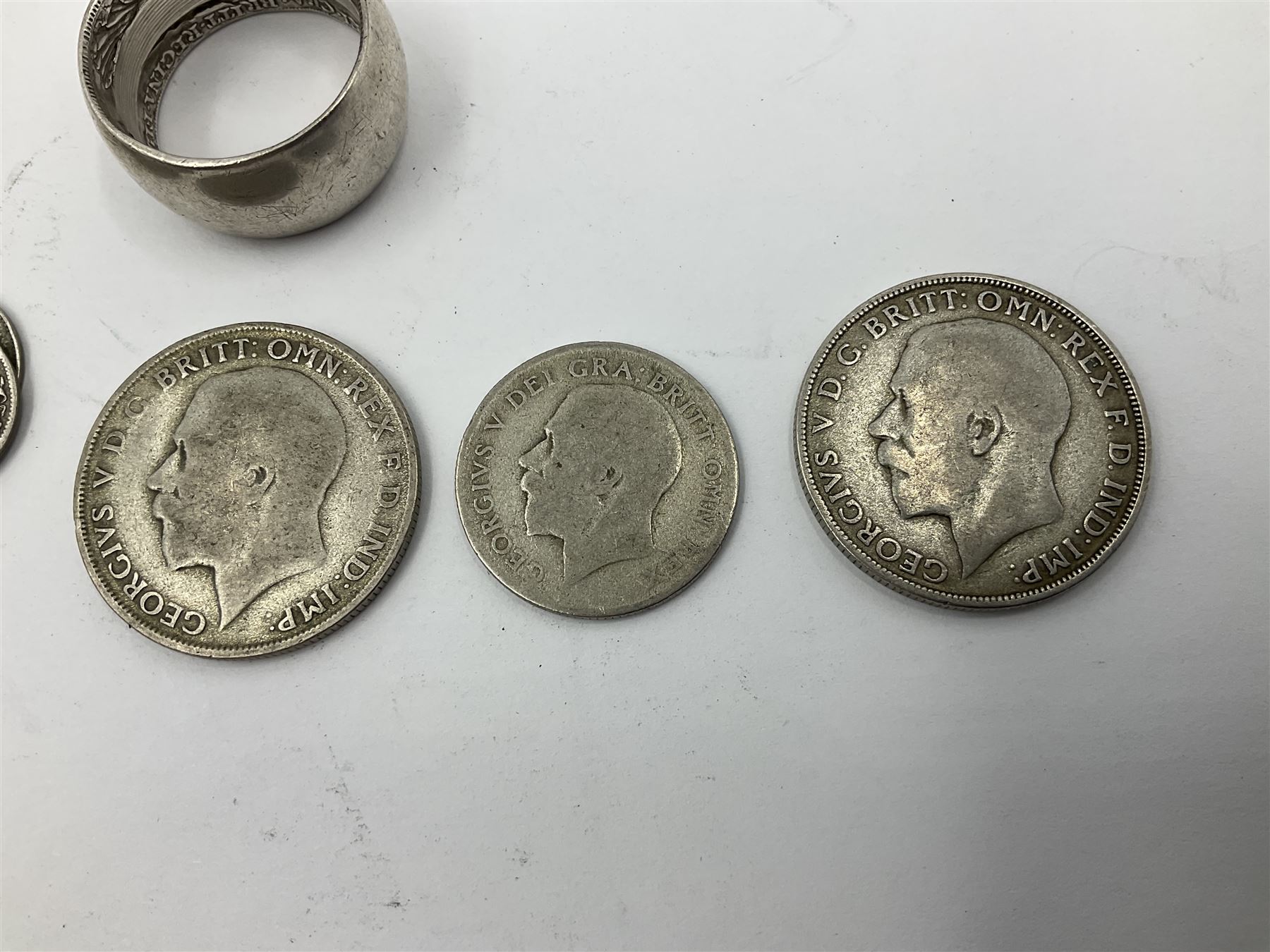 Queen Victorian 1891 crown, 1898 half crown, silver coin ring, silver coin bracelet etc