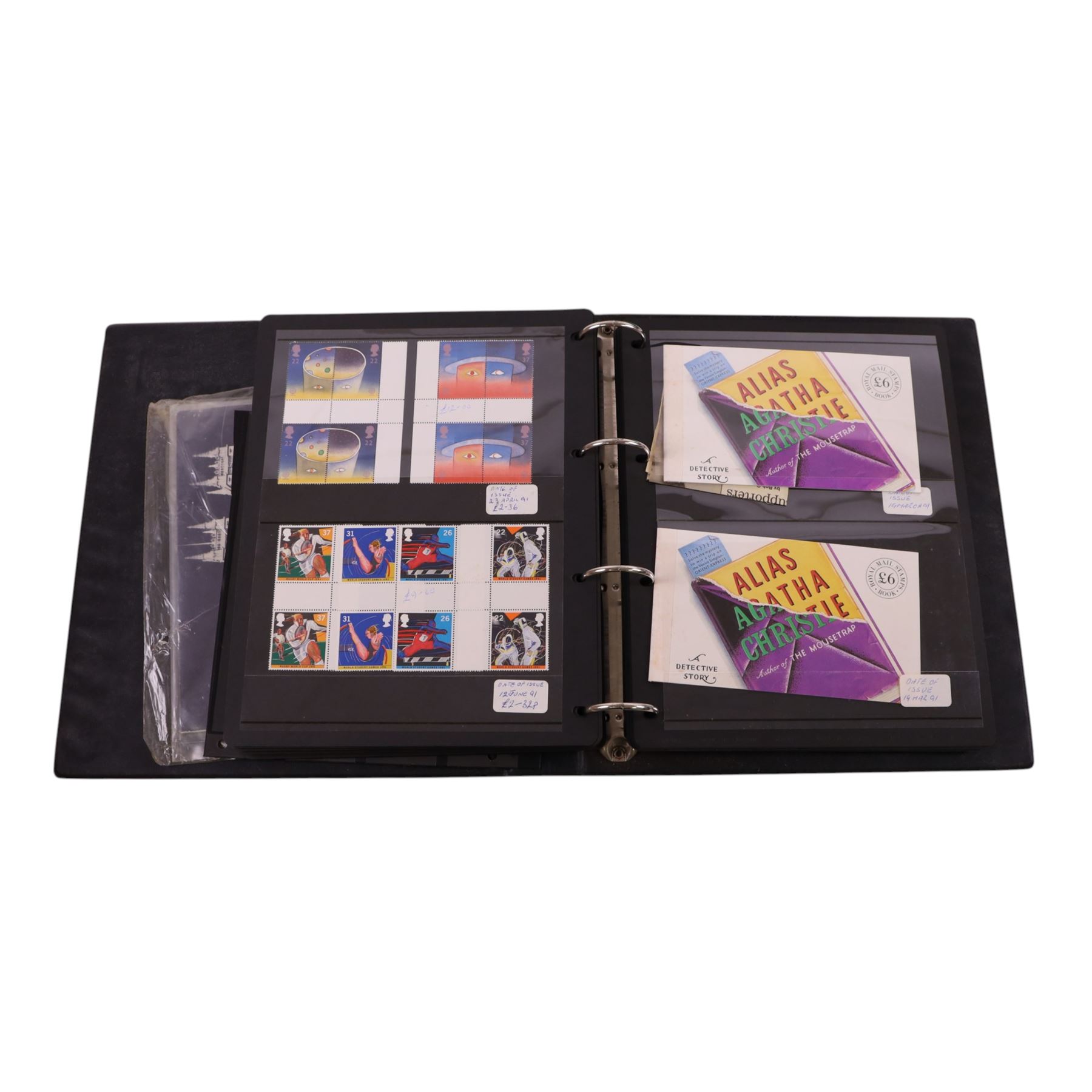 Queen Elizabeth II mint decimal stamps in four folders, face value of usable postage approximately 650 GBP