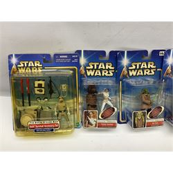Star Wars - twenty-nine carded action figures comprising fourteen Attack of the Clones; six The Empire Strikes Back; four Return of the Jedi; and five others; all unopened blister packs (29)
