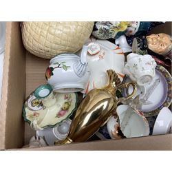 Collection of ceramics, to include Bretby Clanta Vase, Beswick Winnie the Pooh owl, Shelley teacup and saucer, Shelley Candlestick, Wedgewood vase etc, in two boxes