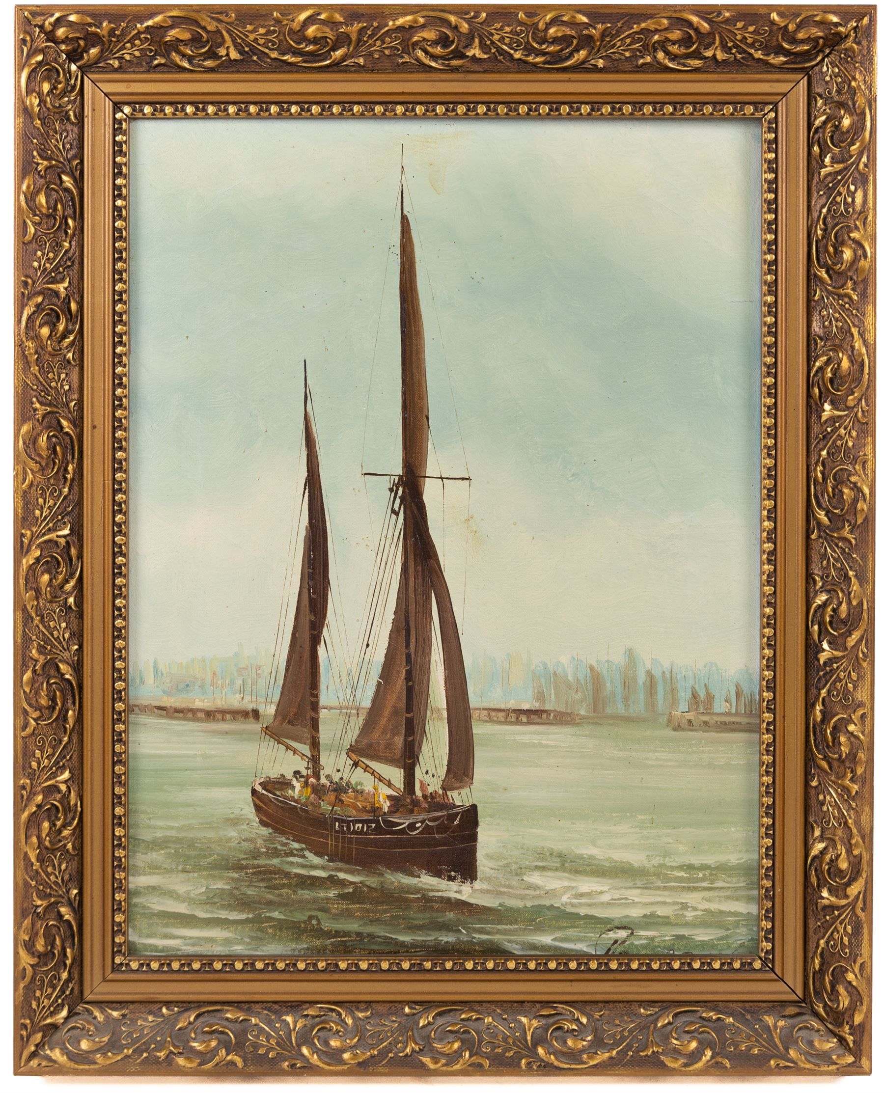 Continental School (20th Century): Shipping Scenes, two oils on panel and one on canvas variously signed in gilt frames, largest 29cm x 38cm (3)