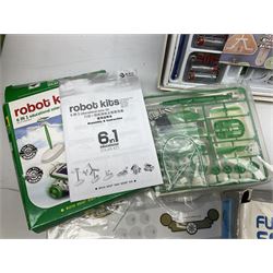 Scientific toys including Electronic Experiment Kit; Fuel Cell Car Science Kit; Robot Kits 6-in-1 Educational Solar Kit; all boxed; remote control helicopter; and two others