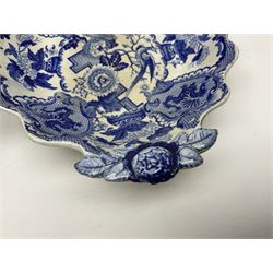 Minton Bombay pattern platter, together with Mason's meat platter, decorated with mythical beast, and two Cauldron Place Opaque China dishes 