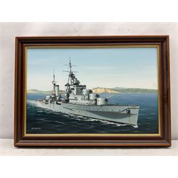 Ivan Berryman (British 1958-): Naval Ship's Portrait of a Dido-Class Cruiser, oil on canvas signed 39cm x 59cm 
Provenance: with Bosleys Military Auctioneers Marlow 1st Sept. 2010 Lot 742

