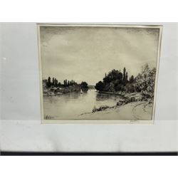 John Fullwood (British 1854-1931): 'Hampton on Thames' and 'Teddington Reach', pair Artist Proof drypoint etchings signed and limited to 300, 25cm x 36cm (2)