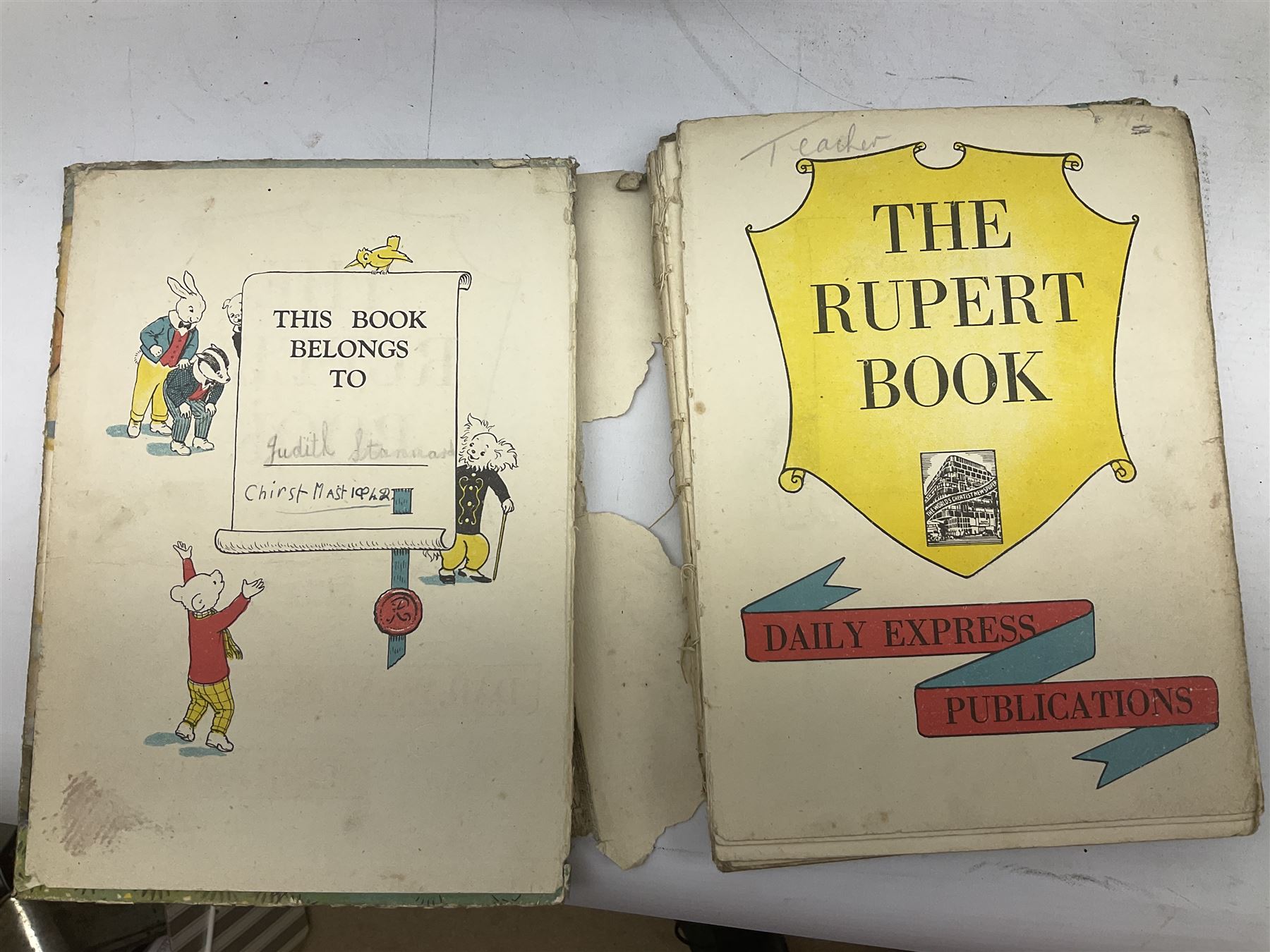 Collection of Vintage children's annuals, to include a number of Rupert the Bear examples dating from the 1940's, comprising 'The New Rupert Book' 1947, 'More Adventures of Rupert' 1947, 'A New Rupert Book' 1945, 'Rupert In More Adventures' 1944,  'More Rupert Adventures' 1943 and two examples of 'The Rupert Book' dated 1941 and 1948