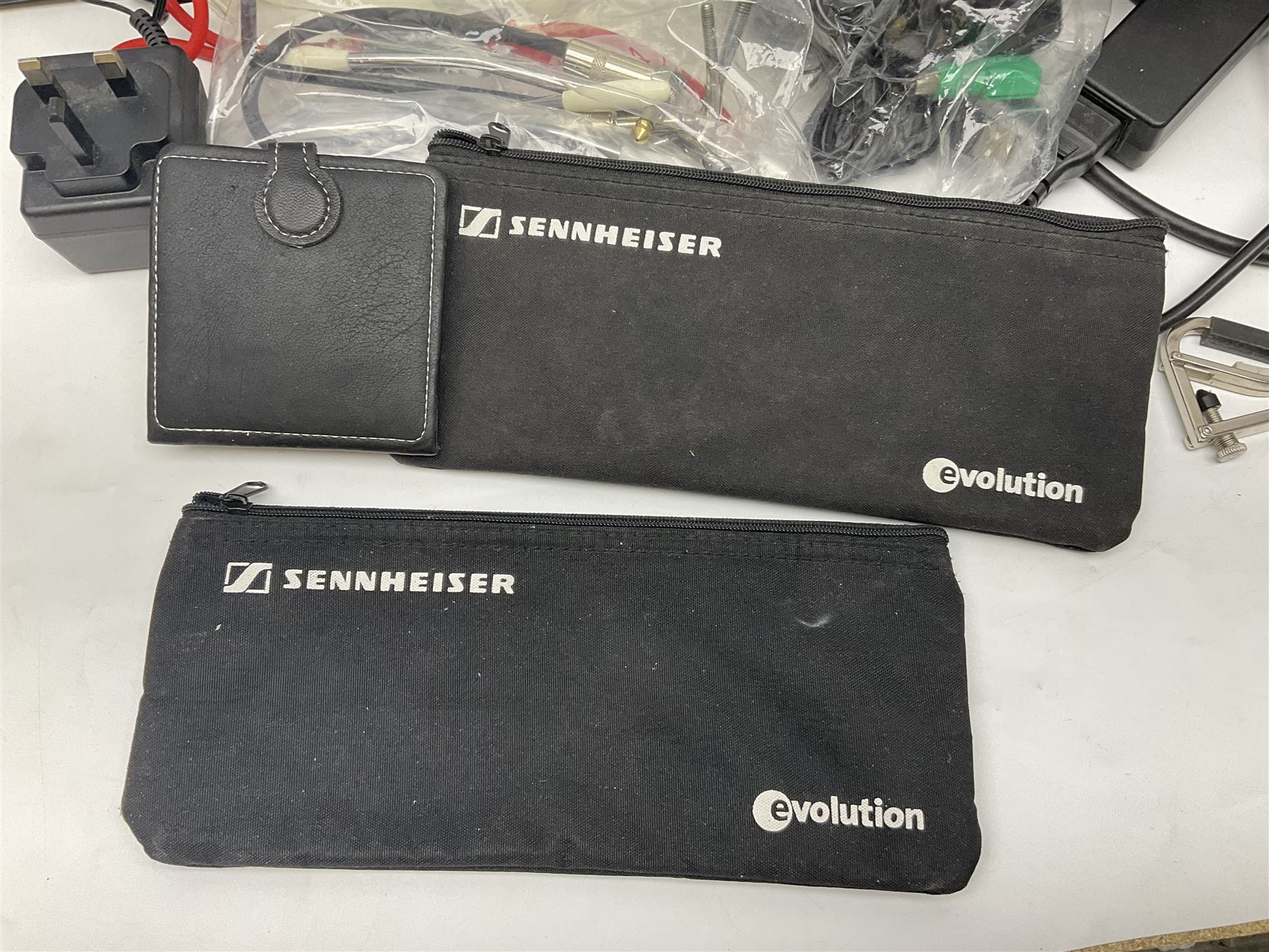 Zoom GFX-4 Guitar Effects processor; quantity of assorted cables; tremolo arms; plectrum wallet; Steepletone SMH10 earphones etc