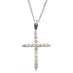 Platinum and diamond cross pendant on 18ct white gold chain  